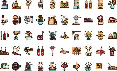 Düzenlenebilir Vuruşla Yüksek Kalite Vektör Simgeleri Koleksiyonu Pişiriliyor. Profesyonel ve Yaratıcı Projeler için ideal.