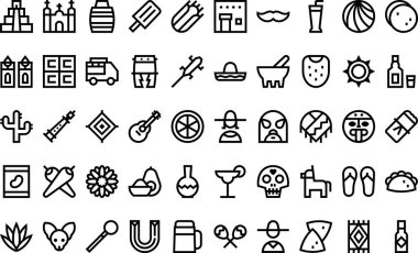 Meksika ikonları Yüksek Kaliteli Vektör Simgeleri Düzenlenebilir Vuruşlar Koleksiyonu. Profesyonel ve Yaratıcı Projeler için ideal.