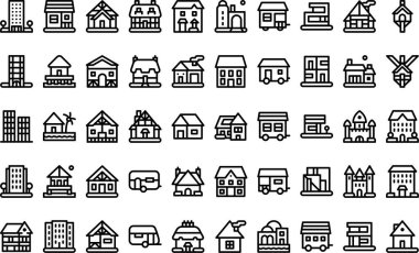 Types of houses icons  High-Quality Vector Icons Collection with Editable Stroke. Ideal for Professional and Creative Projects. clipart