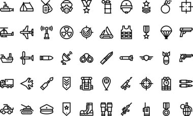 Askeri simgeler Yüksek Kaliteli Vektör Simgeleri Düzenlenebilir Darbe Koleksiyonu. Profesyonel ve Yaratıcı Projeler için ideal.