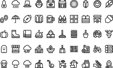 Düzenlenebilir Vuruşlu Sonbahar Yüksek Kaliteli Vektör Simgeleri Koleksiyonu. Profesyonel ve Yaratıcı Projeler için ideal.