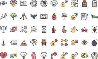 Düzenlenebilir Vuruşlu Psikoloji Yüksek Kalite Vektör Simgeleri Koleksiyonu. Profesyonel ve Yaratıcı Projeler için ideal.