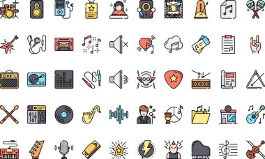 Düzenlenebilir Vuruşlu Müzik Yüksek Kaliteli Vektör Simgesi Koleksiyonu. Profesyonel ve Yaratıcı Projeler için ideal.