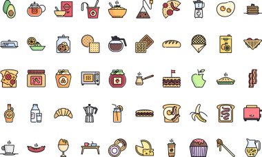 Breakfast Yüksek Kaliteli Vektör Simgeleri Düzenlenebilir Vuruşlu Koleksiyonu. Profesyonel ve Yaratıcı Projeler için ideal.