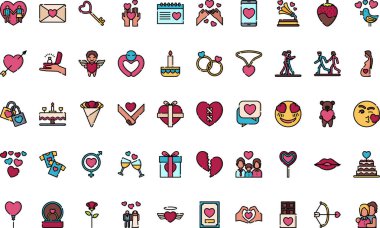 Düzenlenebilir Vuruşlu Yüksek Kaliteli Vektör Simgeleri Koleksiyonunu Sev. Profesyonel ve Yaratıcı Projeler için ideal.