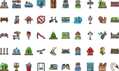 Şehir Park Yüksek Kaliteli Vektör Simgeleri Koleksiyonu Düzenlenebilir Darbe ile. Profesyonel ve Yaratıcı Projeler için ideal.