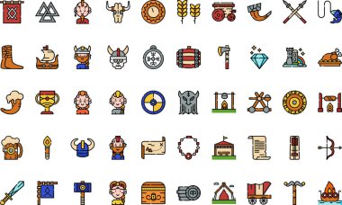 Düzenlenebilir Vuruşlu Viking Yüksek Kaliteli Vektör Simgeleri Koleksiyonu. Profesyonel ve Yaratıcı Projeler için ideal.
