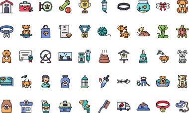 Düzenlenebilir Vuruşlu Hayvan Dükkanı Yüksek Kaliteli Vektör Simgeleri Koleksiyonu. Profesyonel ve Yaratıcı Projeler için ideal.