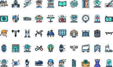 Düzenlenebilir Vuruşlu Geleceğin Yüksek Kaliteli Vektör Simgeleri Koleksiyonu. Profesyonel ve Yaratıcı Projeler için ideal.