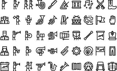 Yüksek Kaliteli Vector Simgeleri Koleksiyonu ve Düzenlenebilir Vuruşlar bandosu simgeleri. Profesyonel ve Yaratıcı Projeler için ideal.