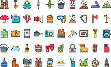 Düzenlenebilir Vuruşlu Macera Simgeleri Yüksek Kalite Vektör Simgeleri Koleksiyonu. Profesyonel ve Yaratıcı Projeler için ideal.