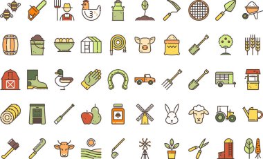 Düzenlenebilir Vuruşlu Doğrusal Renk Tarım Simgeleri Yüksek Kaliteli Vektör Simgeleri Koleksiyonu. Profesyonel ve Yaratıcı Projeler için ideal.