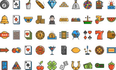 Kumarhane simgeleri Yüksek Kaliteli Vektör Simgeleri Koleksiyonu Düzenlenebilir Darbe ile. Profesyonel ve Yaratıcı Projeler için ideal.