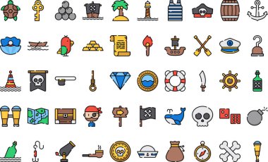 Korsanlar Yüksek Kaliteli Vektör Simgeleri Koleksiyonunu Düzenlenebilir Vuruşla simgeledi. Profesyonel ve Yaratıcı Projeler için ideal.