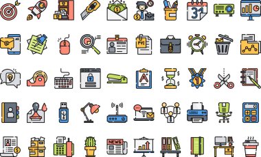 Ofis simgeleri: Düzenlenebilir Vuruşlu Yüksek Kaliteli Vektör Simgeleri Koleksiyonu. Profesyonel ve Yaratıcı Projeler için ideal.