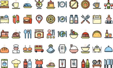 Düzenlenebilir Vuruşlu Restoran simgeleri Yüksek Kalite Vektör Simgeleri Koleksiyonu. Profesyonel ve Yaratıcı Projeler için ideal.