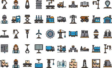 Endüstriyel süreç Yüksek Kaliteli Vektör Simgeleri Koleksiyonu ve Düzenlenebilir Vuruşlar simgeleri. Profesyonel ve Yaratıcı Projeler için ideal.
