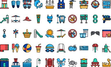 Su parkı simgeleri Yüksek Kaliteli Vektör Simgeleri Koleksiyonu Düzenlenebilir Vuruşlu. Profesyonel ve Yaratıcı Projeler için ideal.