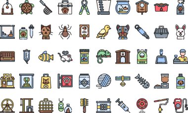 Pet shop simgeleri Yüksek Kaliteli Vektör Simgeleri Koleksiyonu Düzenlenebilir Vuruşlu. Profesyonel ve Yaratıcı Projeler için ideal.