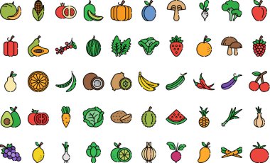 Fruits vegetables icons High-Quality Vector Icons Collection with Editable Stroke. Ideal for Professional and Creative Projects. clipart