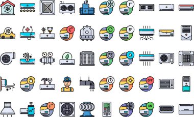 Düzenlenebilir Vuruşlu Klima Simgeleri Yüksek Kalite Vektör Simgeleri Koleksiyonu. Profesyonel ve Yaratıcı Projeler için ideal.