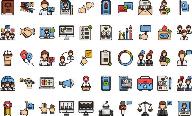 Politika Yüksek Kaliteli Vektör Simgeleri Koleksiyonunu Düzenlenebilir Vuruşla Simgeledi. Profesyonel ve Yaratıcı Projeler için ideal.