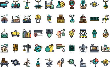 Endüstriyel süreç Yüksek Kaliteli Vektör Simgeleri Koleksiyonu ve Düzenlenebilir Vuruşlar simgeleri. Profesyonel ve Yaratıcı Projeler için ideal.