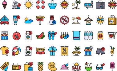 Yaz satış simgeleri Yüksek Kalite Vektör Simgeleri Düzenlenebilir Vuruşlar Koleksiyonu. Profesyonel ve Yaratıcı Projeler için ideal.