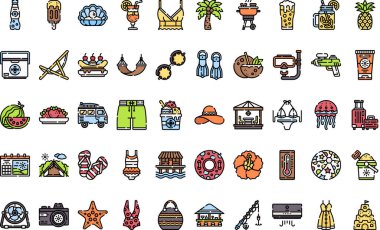 Yaz simgeleri Yüksek Kaliteli Vektör Simgeleri Düzenlenebilir Vuruşla Koleksiyonu. Profesyonel ve Yaratıcı Projeler için ideal.