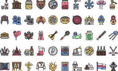 Rusya Günü, Düzenlenebilir Vuruşlarla Yüksek Kalite Vektör Simgeleri Koleksiyonunu simgeliyor. Profesyonel ve Yaratıcı Projeler için ideal.