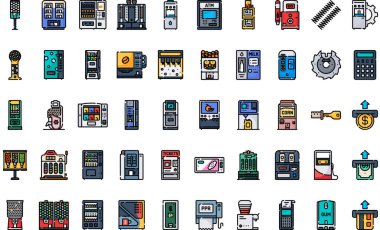 Otomat simgeleri Düzenlenebilir Vuruşlu Yüksek Kaliteli Vektör Simgeleri Koleksiyonu. Profesyonel ve Yaratıcı Projeler için ideal.
