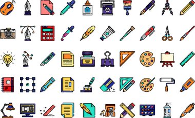 Düzenlenebilir Vuruşlu Yüksek Kalite Vektör Simgeleri Koleksiyonu boyama araçları. Profesyonel ve Yaratıcı Projeler için ideal.