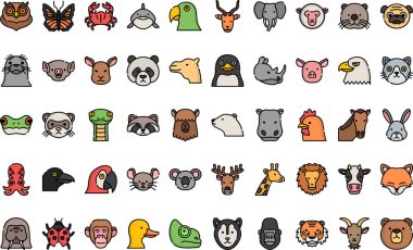 Düzenlenebilir Vuruşlu Hayvan Simgeleri Yüksek Kalite Vektör Simgeleri Koleksiyonu. Profesyonel ve Yaratıcı Projeler için ideal.