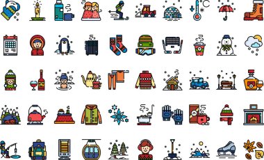 Kış simgeleri Yüksek Kalite Vektör Simgeleri Düzenlenebilir Vuruşla Koleksiyonu. Profesyonel ve Yaratıcı Projeler için ideal.