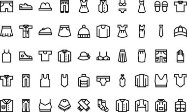 Düzenlenebilir Vuruşlu Kıyafet Simgeleri Yüksek Kaliteli Vektör Simgeleri Koleksiyonu. Profesyonel ve Yaratıcı Projeler için ideal.