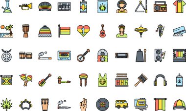 Düzenlenebilir Vuruşlu Reggae simgeleri Yüksek Kalite Vektör Simgeleri Koleksiyonu. Profesyonel ve Yaratıcı Projeler için ideal.