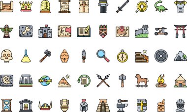 Tarih simgeleri: Düzenlenebilir Vuruşlu Yüksek Kalite Vektör Simgeleri Koleksiyonu. Profesyonel ve Yaratıcı Projeler için ideal.