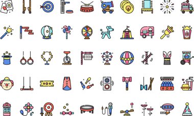 Düzenlenebilir Vuruşlu Sirk Simgeleri Yüksek Kaliteli Vektör Simgeleri Koleksiyonu. Profesyonel ve Yaratıcı Projeler için ideal.