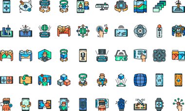 Sanal gerçeklik simgeleri Yüksek Kaliteli Vektör Simgeleri Koleksiyonu ve Düzenlenebilir Vuruşlar. Profesyonel ve Yaratıcı Projeler için ideal.