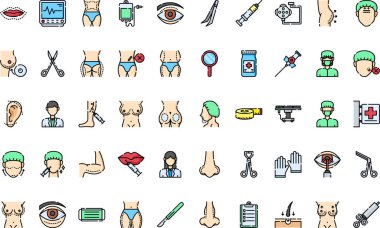 Plastic surgery icons High-Quality Vector Icons Collection with Editable Stroke. Ideal for Professional and Creative Projects. clipart