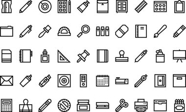 Kırtasiye simgeleri Düzenlenebilir Vuruşlu Yüksek Kalite Vektör Simgeleri Koleksiyonu. Profesyonel ve Yaratıcı Projeler için ideal.