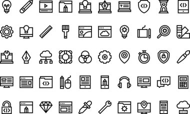 Web tasarım simgeleri Düzenlenebilir Vuruşlu Yüksek Kaliteli Vektör Simgeleri Koleksiyonu. Profesyonel ve Yaratıcı Projeler için ideal.