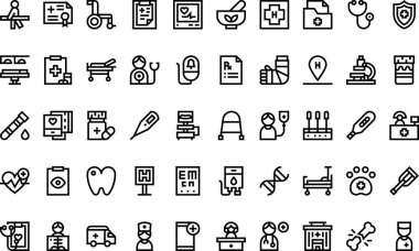 Tıbbi hizmetler Yüksek Kaliteli Vektör Simgeleri Koleksiyonunu Düzenlenebilir Vuruşla simgeledi. Profesyonel ve Yaratıcı Projeler için ideal.