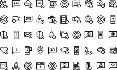 Bildirim simgeleri: Düzenlenebilir Vuruşlu Yüksek Kalite Vektör Simgeleri Koleksiyonu. Profesyonel ve Yaratıcı Projeler için ideal.