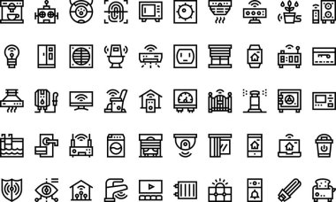 Düzenlenebilir Vuruşlu Akıllı ev simgeleri Yüksek Kaliteli Vektör Simgeleri Koleksiyonu. Profesyonel ve Yaratıcı Projeler için ideal.
