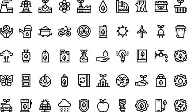 Ekoloji simgeleri: Düzenlenebilir Vuruşlu Yüksek Kalite Vektör Simgeleri Koleksiyonu. Profesyonel ve Yaratıcı Projeler için ideal.