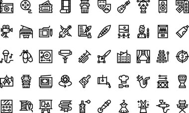 Genel sanat simgeleri Yüksek Kaliteli Vektör Simgeleri Koleksiyonu Düzenlenebilir Vuruşlu. Profesyonel ve Yaratıcı Projeler için ideal.