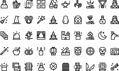 Düzenlenebilir Vuruşlu Sihirli Simgeler Yüksek Kaliteli Vektör Simgeleri Koleksiyonu. Profesyonel ve Yaratıcı Projeler için ideal.