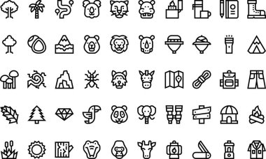 Düzenlenebilir Vuruşlu Orman Simgeleri Yüksek Kaliteli Vektör Simgeleri Koleksiyonu. Profesyonel ve Yaratıcı Projeler için ideal.