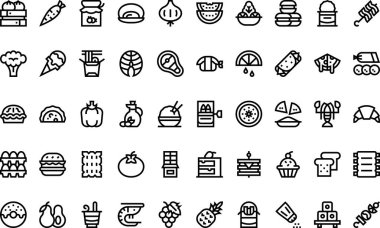 Düzenlenebilir Vuruşlu Yiyecek Simgeleri Yüksek Kalite Vektör Simgeleri Koleksiyonu. Profesyonel ve Yaratıcı Projeler için ideal.